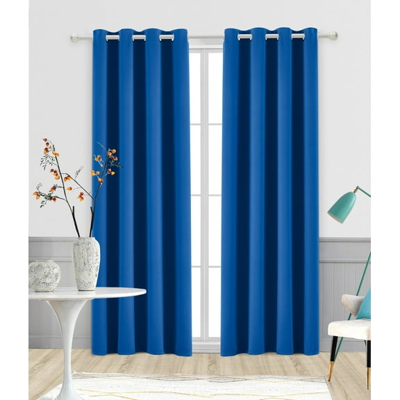 Ruthy's Textile 2 Piece Thermal Room Darkening Blackout Window Curtain Grommet Panels 54" X 84" Total Width 108" X 84" Classic Blue