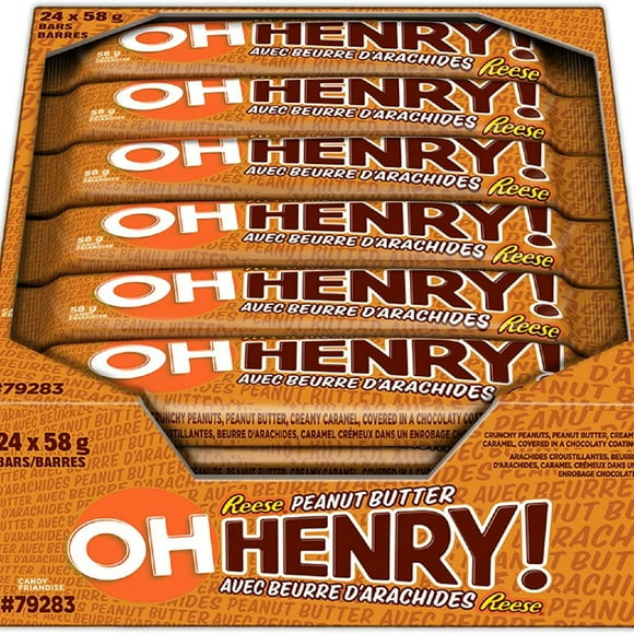 OH HENRY! Chocolatey Candy Bars with Peanut Butter, 24 Count