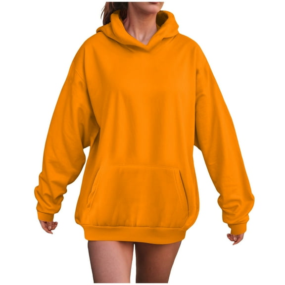 Hessimy Hoodies For Women Drawstring Cute Hoodies Fall Jacket Oversized Casual Sweatshirts With Pocket Essentials Hoodie Pullover Women Blouses sweatshirts for teen girls(A57-Orange,XXL)