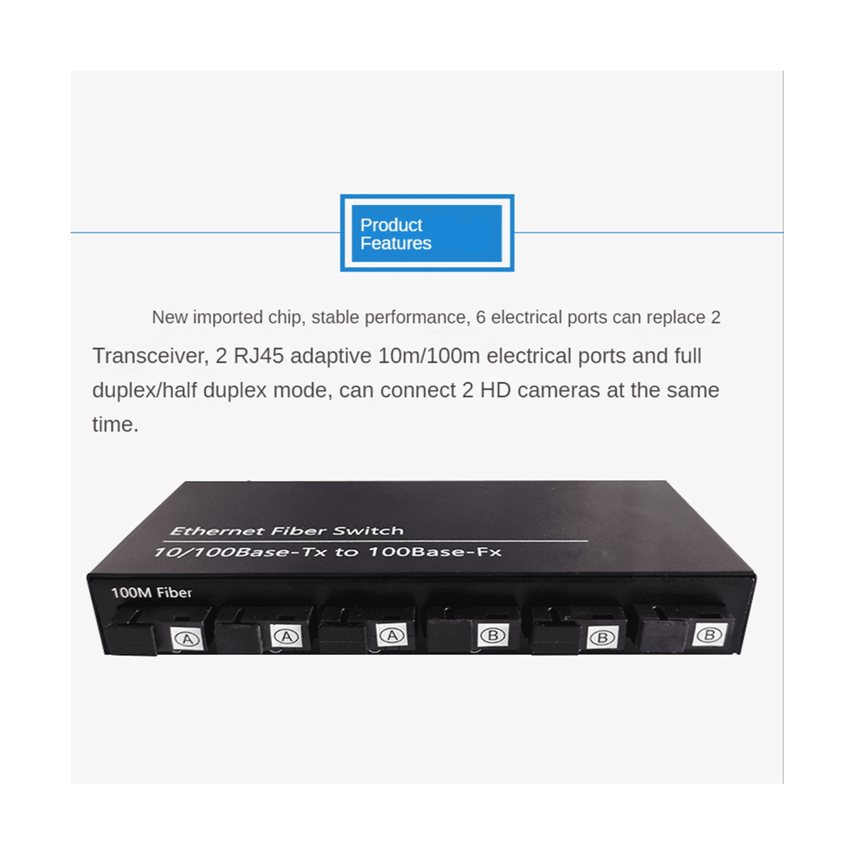 6Port 10/100M Ethernet Switch 6 Fiber Port 25KM 2UTP RJ45 Fiber Optical Transceiver Optical Media Converter US Plug
