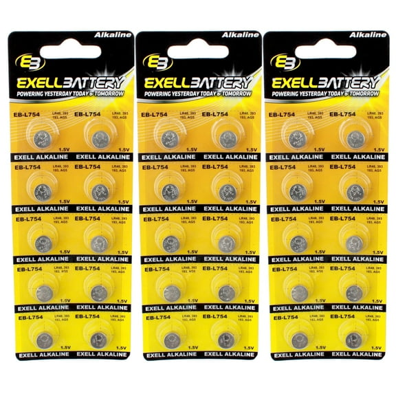 3pc 10pk Exell EB-L754 Alkaline 1.5V Watch Battery Compatible with AG5 393