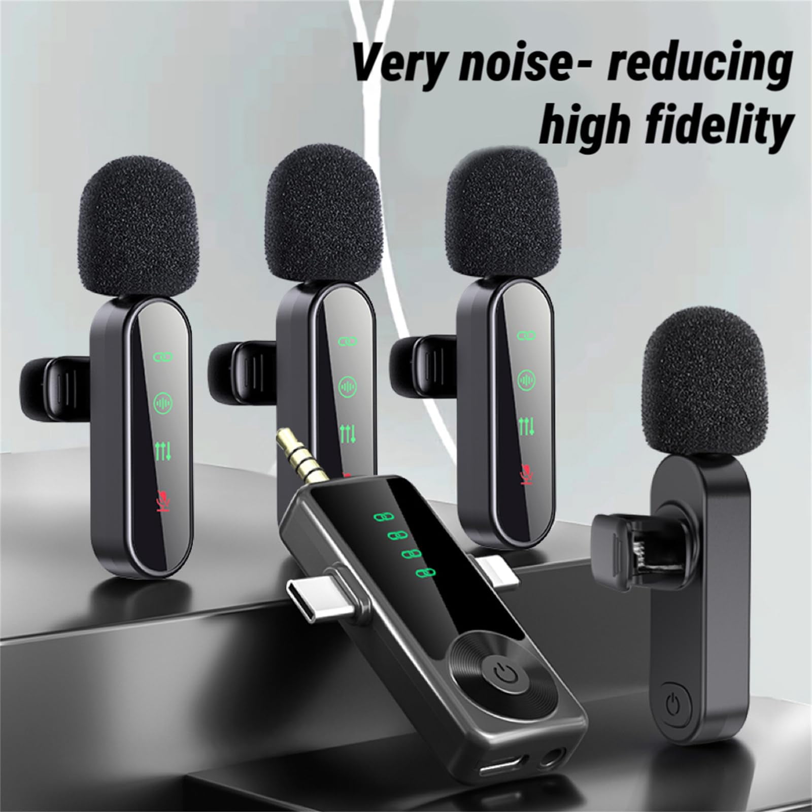 3 in 1/Four in one Wireless Lavalier Microphone for iPhone iPad Android Camera computer mini Noise Reduction Recording Mic Ultra-Low Delay Mic for Video Recording Podcasts YouTube TikTok and Vlogging