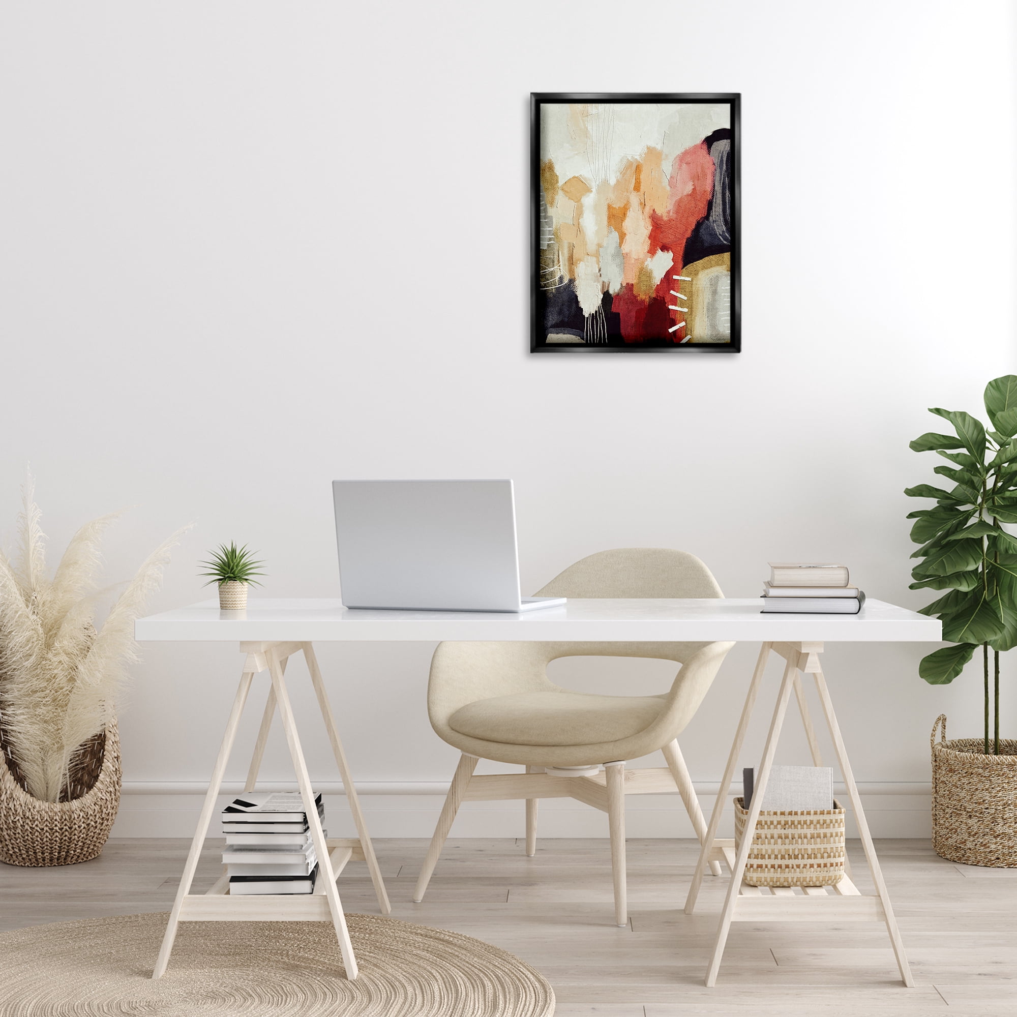 Stupell Industries Abstract Tan Southwestern Abstract Painting Black Floater Framed Canvas Art Print Wall Art, 17 x 21