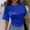 Blue, variant on Women's Crew Neck Half Sleeve Ruched Shirt Summer 2026 Casual Cinched Waist Crop Top Korean Plain Short Sleeve T-Shirt