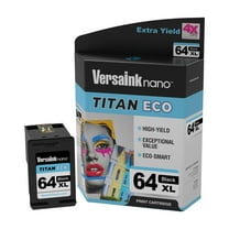 VersaInk-Nano 64 XL Titan ECO High-Yield Black Ink Cartridge Replacement of HP 64 and 64 XL, Works with HP Envy 6255,7155,7855,7255e,7955e,Tango