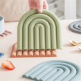 thumbnail image 4 of Halloween Kitchen Decor Silicone Drink 2 In 1 Outdoor Patio Table Two Tone Cute Rainbow Desk Washable Plates Cup Mat Decor With Lip 6 Inch Wicker Table Mats 6,Tall round Kitchen Table Set for 4, 4 of 4