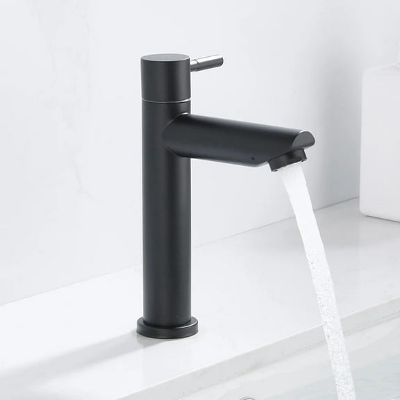 Matte Black Bathroom Sink Faucet 7 in. Single Handle Bathroom Faucet Black Single Hole Deck Mounted