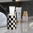 thumbnail image 4 of Checkered Bathroom Toothbrush Holder, Bathroom Black and White Ceramic Toothbrush Holder, Modern Toothbrush Box, Used for Bathroom countertop Storage Rack, Checkered Bathroom Decoration (Black), 4 of 9