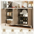 thumbnail image 4 of BedLuxury 55.5 Inch Sideboard Buffet Cabinet With Sturdy Desktop, Modern Wood Streaks Style Storage Cabinet with 4 Doors for Kitchen, Dinning Room, Hallway, Beige., 4 of 7