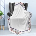 thumbnail image 4 of Turkish Pattern Soft Flannel Fleece Blanket, Geometric Frame with Curly Pastel Leaf Corners Antique and Oriental Swirls, Cozy Plush for Indoor and Outdoor Use, 50" x 60", Multicolor, by Ambesonne, 4 of 5