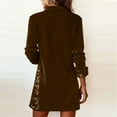 thumbnail image 6 of Womens Velvet Dress Long Sleeve Side Sequins Sparkly Elegant Short Dresses Lapel V Neck Party Outfits (XL, Brown), 6 of 7