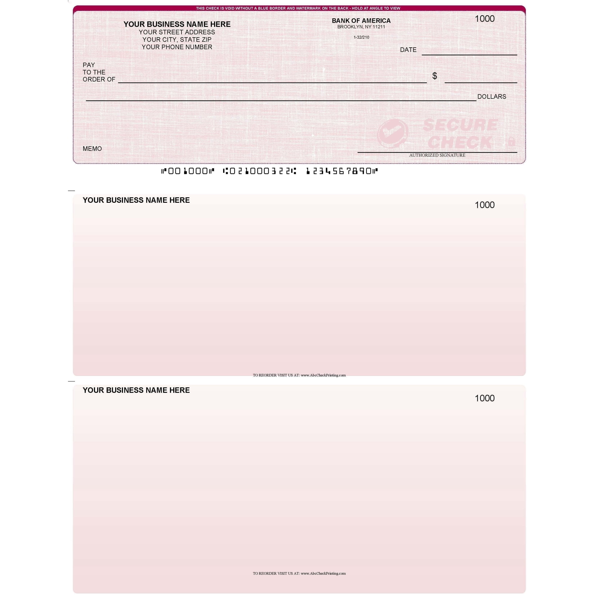 ABC Brand Computer Checks – Compatible with QuickBooks, Top Format, Red Linen, 100 Sheets, 8.5 x 11 in