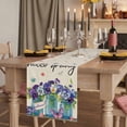 thumbnail image 2 of Table Runners 72 Inches Long Dress Scarves, Hello Spring Farmhouse Kitchen/Dining Table Runner, Coffee Tablerunners, Pastoral Purple Bottle Floral Rustic Burlap 18x72 Inch, 2 of 9