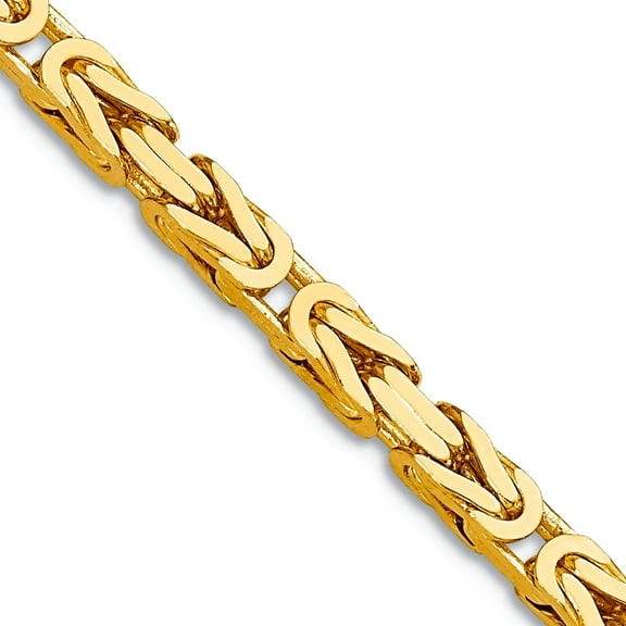 14k Yellow Gold Solid Polished 3.25mm Byzantine Chain Necklace 16 Inch Lobster Claw Chain Necklace for Women and Men