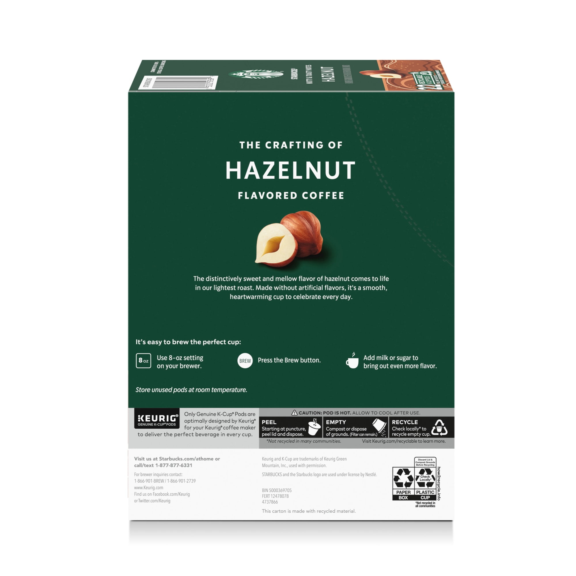 Starbucks Hazelnut, Hot or Iced Coffee, Flavored K-Cup Coffee Pods, 22 Count​