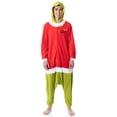 thumbnail image 2 of Mens' The Grinch Santa Hooded Costume Union Suit One-Piece Pajama, 2 of 7