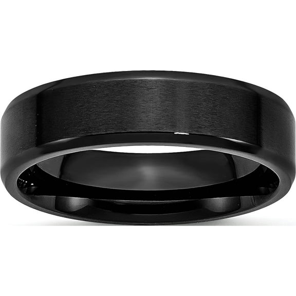 Stainless Steel Polished Brushed Center Black Ip 6mm Beveled Edge Band (Size 6) Made In China sr323-6