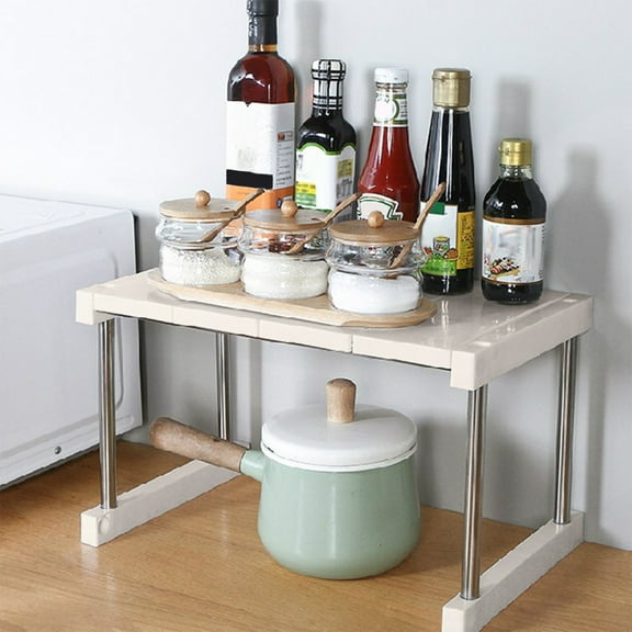 Yrmaups Expandable Kitchen Storage Shelf, Countertop Dish Drying Rack, Multi-Purpose Organizer for Sink Bathroom, Stainless Steel Frame