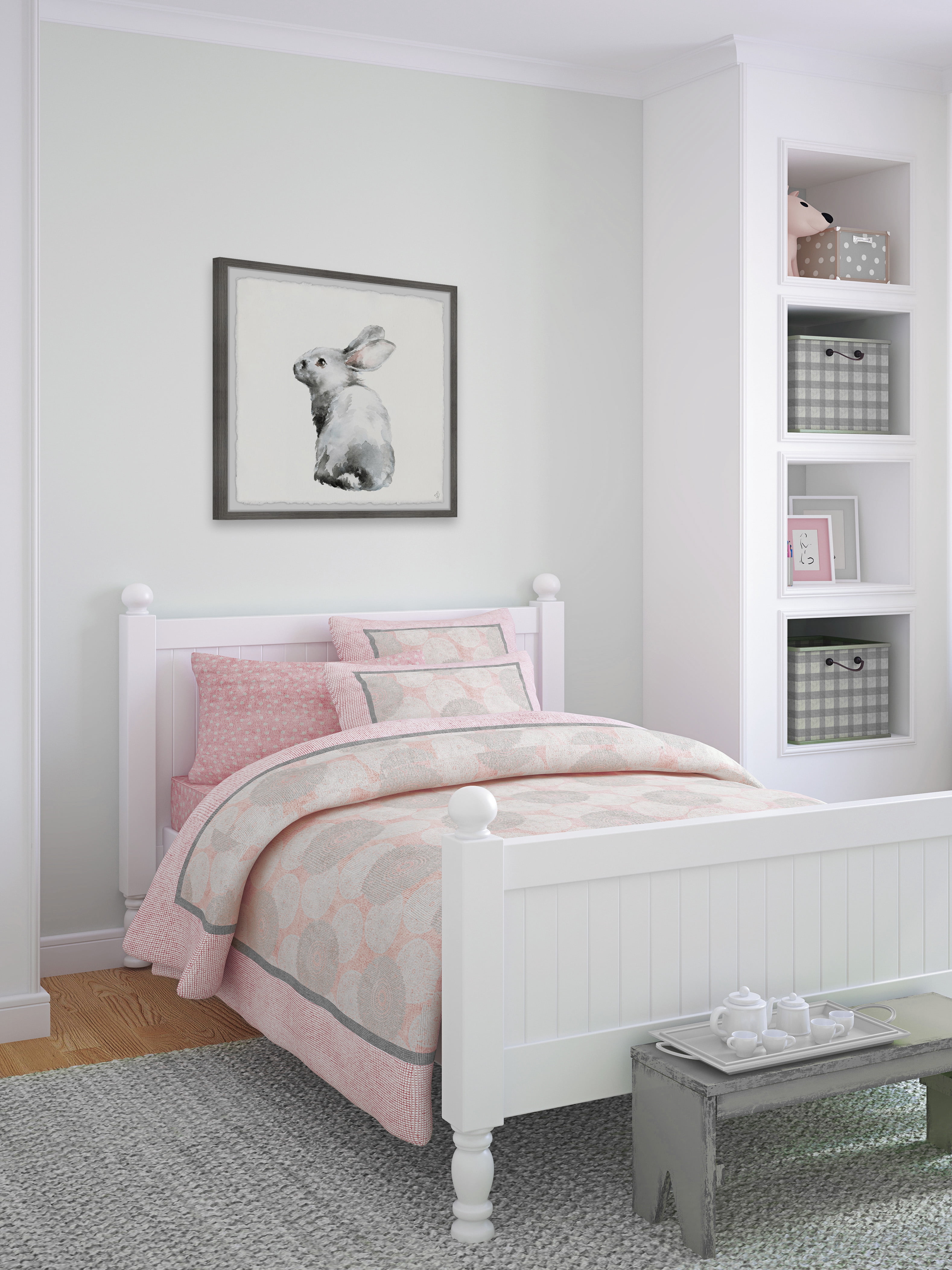 Marmont Hill Furry Bunny Framed Wall Art, 12.00" x 1.50"