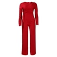 thumbnail image 1 of Ropa de mujer de talla grande otoño e invierno moda manga larga color sólido casual pierna ancha mono de talla exterior, 1 of 6