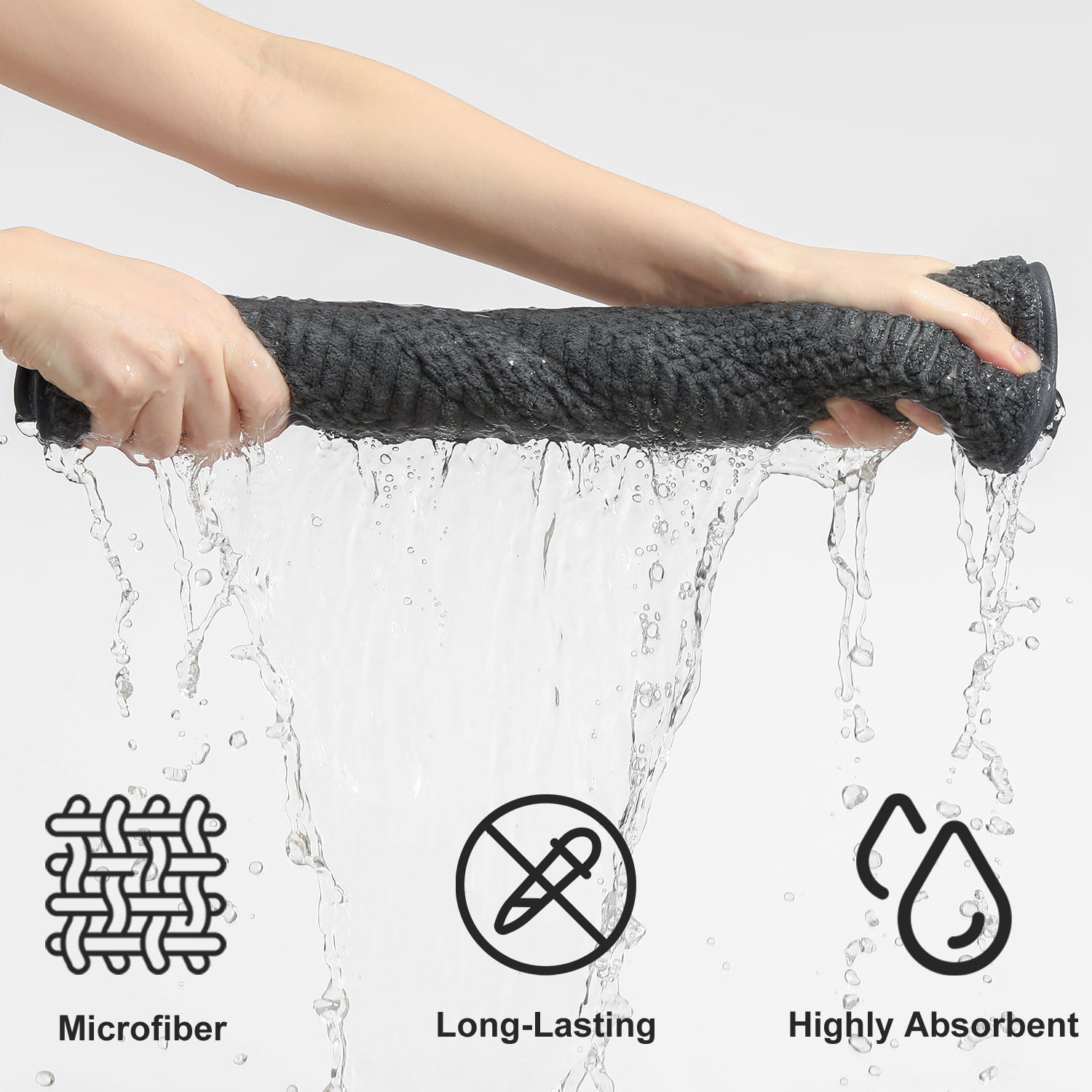 Beartech 8 Piece Microfiber Bath Towel Set,700GSM Quick Dry & Less Lint, 2 Oversized Bath Towels, 2 Towels & 4 Washcloths,Highly Absorbent,Ultra Soft Shower Towel For Bathroom Hotel-Dark Gray