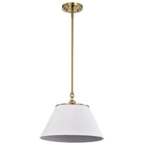 Nuvo Lighting Dover 1 Light Medium Pendant White with Vintage Brass