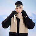 thumbnail image 2 of Fsgntruao Winter Hat Scarf Gloves Set for Men Knit Thermal Fleece Lined Beanie, Warm Long Scarves, Touchscreen Gloves for Cold Weather Beige,Free Size, 2 of 6