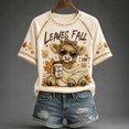 thumbnail image 2 of Women's Fall Football Shirts Pumpkin Maple Leaves Patchwork Print T-Shirt Pumpkin Season V Neck Graphic Tee Saffron L, 2 of 3