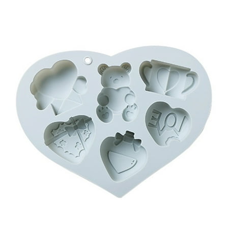 

3D Bear Love Heart Silicone Mold Non-Stick Ice Cube Mold Jelly Biscuit Chocolate