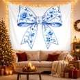 thumbnail image 3 of Blue Floral Ribbon Bow Tapestry, 3 of 7