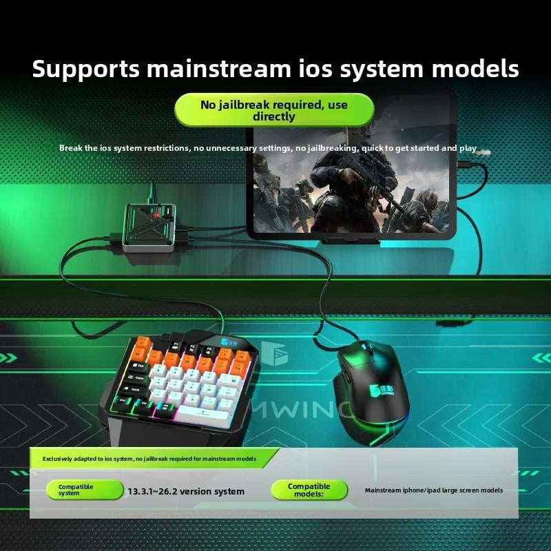 Xuanji 2 iOS Gaming Mouse & Keyboard Adapter, 1000Hz Polling Rate, No Jailbreak Required, with Anti-Recoil & Custom Keys for PUBG Mobile, Call of Duty Mobile, VALORANT, Delta Force & More