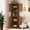 Natural, variant on PieDle 65" Tall Corner Cabinet with 5 Tier Shelves and Rattan Doors, Bookcase Storage Cabinet for Bathroom, Living Room, Kitchen