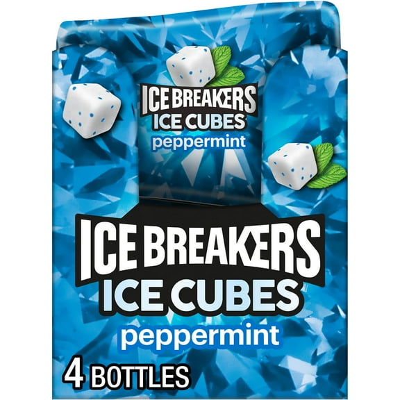 Ice Breakers Ice Cubes Peppermint Sugar Free Chewing Gum, Bottles 3.24 oz, 6 Count, 40 Pieces