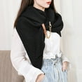 thumbnail image 6 of HNMKIU Women Fashion Solid Hollow Out Buckle Big Triangle Cape Cloak Warm Decorative Scarf Split Style Black,One Size, 6 of 7