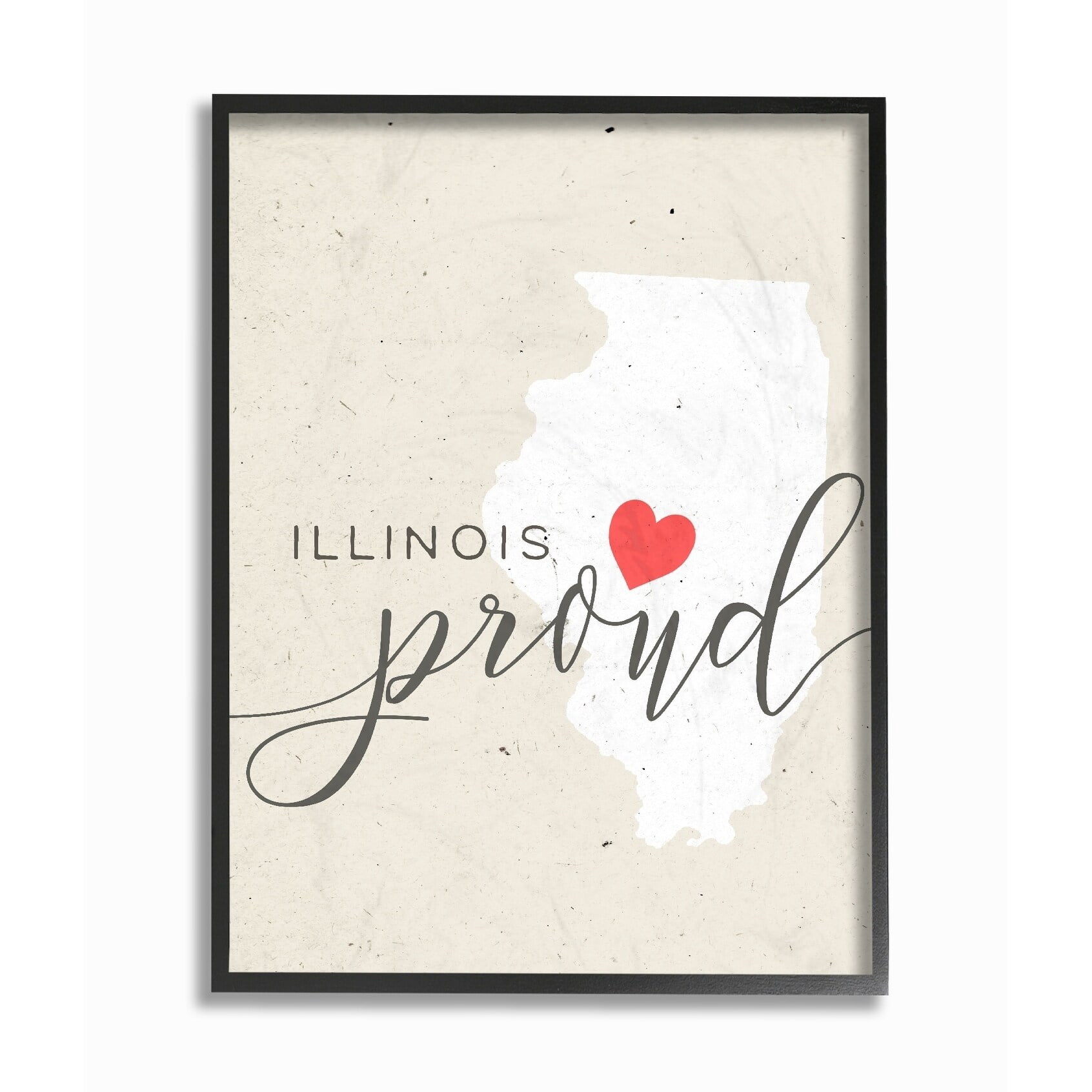 The Stupell Home Decor Collection Illinois Proud with Heart Framed Giclee Texturized Art
