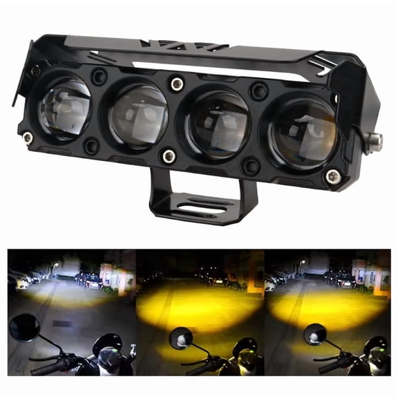 Motorcycle 12V LED Work Light Dual Color Running Light Spot Light Fog Light for Car Truck Tractor Driving Headlight Lamp