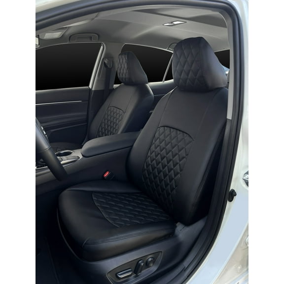 Lord AutoFashion Custom Fit Seat Covers for Toyota Camry LE, SE, Hybrid SE, Hybrid LE 2018 2019 2020 2021 2022 2023 Model Years, Turin Diamond Black/Black/Black (Full Set)