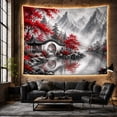 thumbnail image 5 of East Asian Wash with Painting Traditional Pavilion, Serene Japanese Inspired for Japanese Art Lovers, Wall Decor, Housewarming Gift, Tapestry Wall Hanging for Dorm and Living Room, 5 of 6