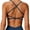 Dark Blue, variant on Womens Criss Cross Sports Bras Padded Low Impact Workout Gym Yoga Bra Running Crop Tank Tops with Removable Cups