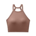 thumbnail image 3 of DDAPJ pyju Womens Built-in Bra Halter Camisoles 2025 Summer Padded Workout Tank Tops Sleeveless Casual Cami Shirts Limited Time Sales Khaki M, 3 of 6