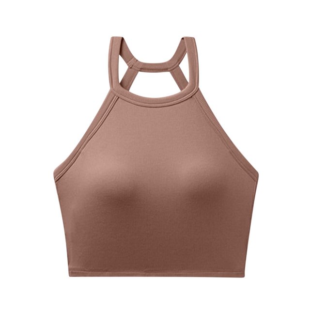 AherBiu Crop Tank Tops for Women with Built in Bra Ribbed Knitted Camisole Basic Going out Sleeveless Tops