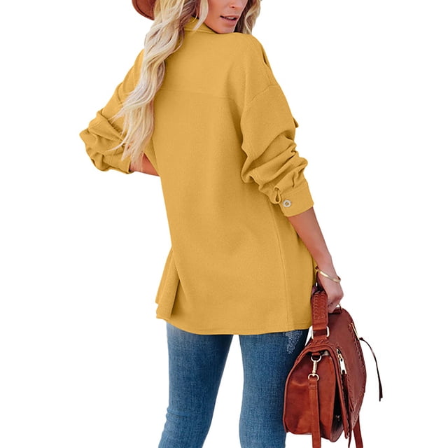 Blusa De Mujer, Camisa De Fibra De Poliéster, Cómoda Para La Oficina ANGGREK Amarillo S