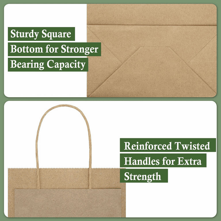 KPBS - Small Kraft Paper Bag with Handles - 8x4.5x10.25 - Positive  Impressions
