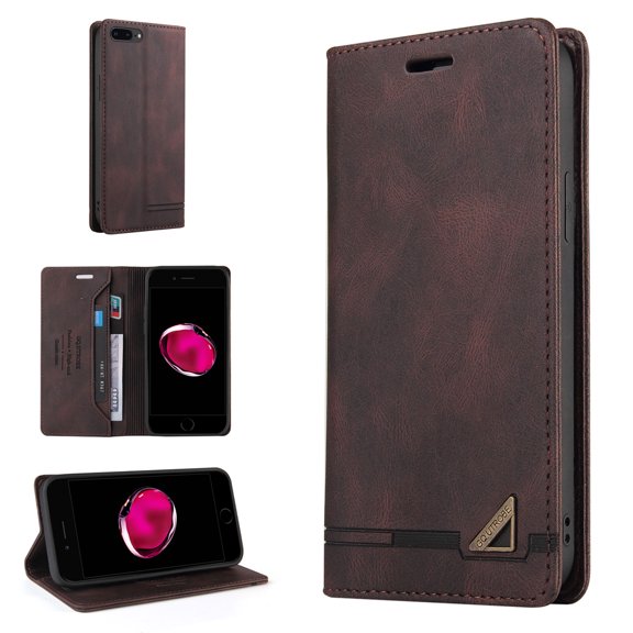 Wallet Case for iPhone 7 Plus/8 Plus Credit Card Holder,  [RFID Blocking] [Shockproof Interior Case] PU Leather Folio Kickstand Magnetic Flip Folding Cover Compatible with iPhone 8 Plus/7 Plus,
Brown