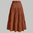 thumbnail image 6 of RFQWOVSR Women High Waist A-Line Midi Skirt Solid Color Elegant Basic Pull On Elastic Waist Lightweight Summer Casual L, 6 of 6