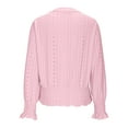 thumbnail image 6 of APEXFWDT Women's Eyelet V-Neck Blouse Long Sleeve Smocked Waist Casual Shirt Solid Color Elegant Dressy Shirt,XXL,Pink, 6 of 9