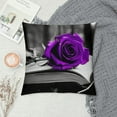 thumbnail image 2 of JEUXUS   Flower Throw Pillow Covers Purple Rose Couch Bed Decorative Pillow Covers Dark Purple Grey Black Floral Square Pillow Cases Purple Farmhouse Pillow Cover (Purple Black), 2 of 5