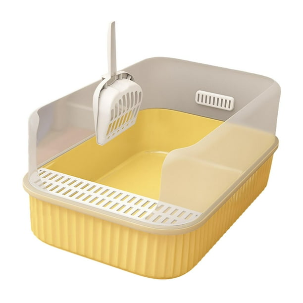 Bandeja de arena para gatos, orinal extraíble, fácil de limpiar, portátil, accesorios para mascotas. Amarillo