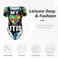 thumbnail image 4 of Kdxio J'aime Mon Autisme Imprimé Justaucorps à Manches Courtes pour Femmes Col Rond Modal Doux Confortable Ajustement Aguichant Haut-TG, 4 of 7