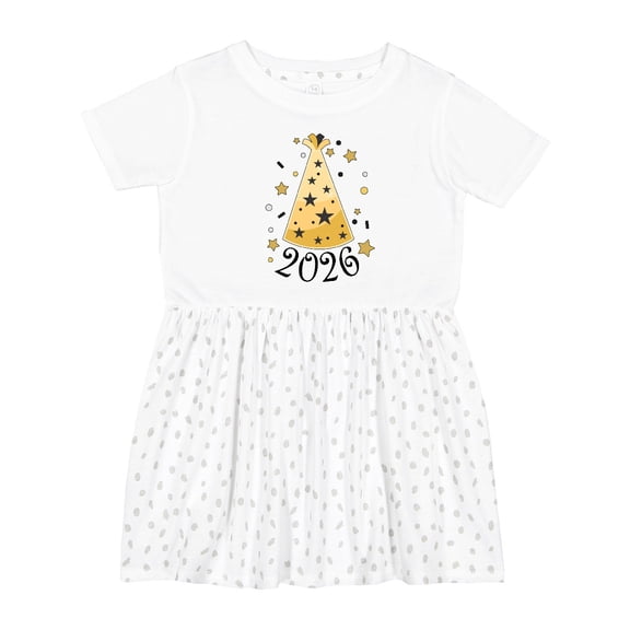 Inktastic New Year 2026 Party Hat Girls Toddler Dress